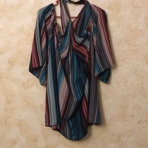 Plus size multi color striped blouse